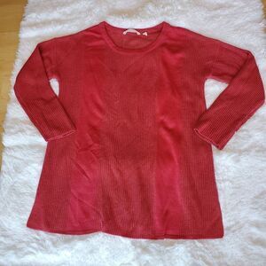Soft Surroundings Knit Sweater Womens Size PM Petite Large Red Lightweight Tunic